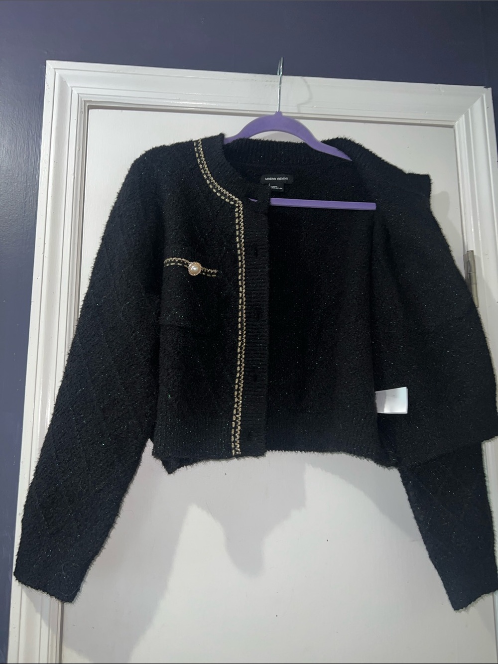 Chic Black Pearl-Button Knit Cardigan - Picture 7 of 7
